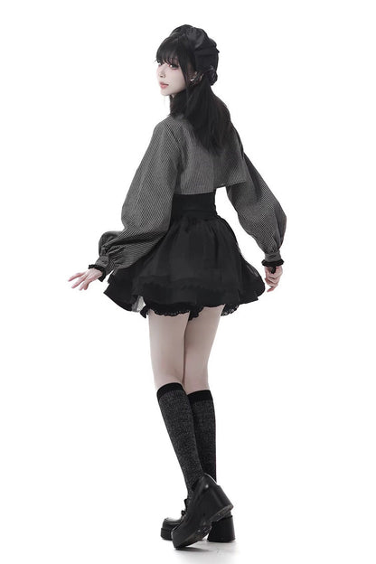 Ebony Printed Ruffled Asymmetric Chain Skirt Set - Hymn of the Cross