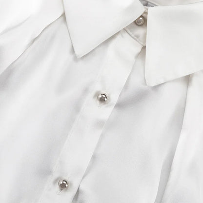 Satin Off Tie Top Sleeve Party Long Shoulder Lapel White with