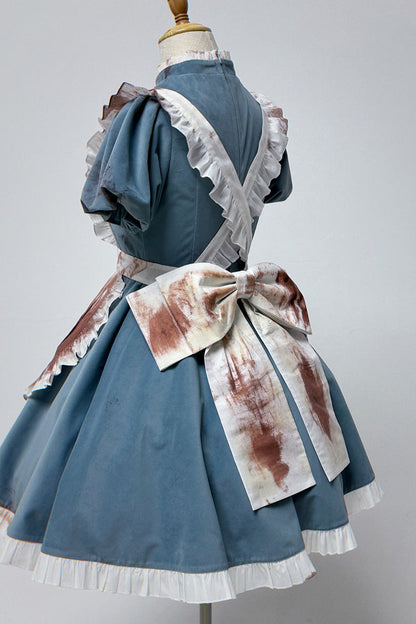 Azure Dark Fairy Tale Alice Long Sleeve Ruffle Gothic Lolita Gown