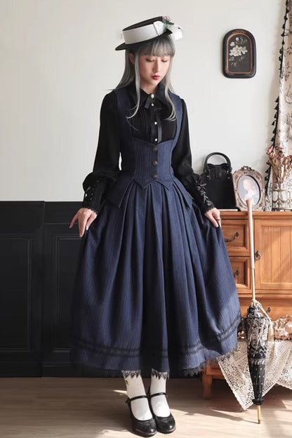 Griffin's Pact Striped Gothic Lolita Skirt Vest Set