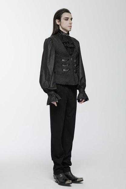 Charcoal Buckle Loop Zip Gothic Vest for Men