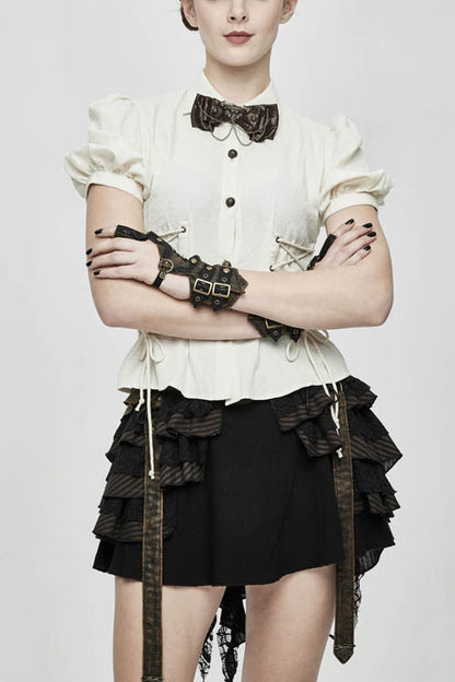 Ivory Cotton Short-Sleeve Slim Fit Punk Top