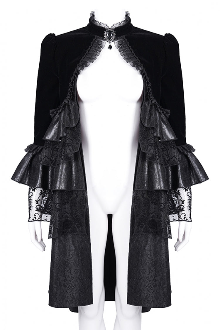 Ruffled Lace Gothic Jacket - Women's Dark Mesh Style