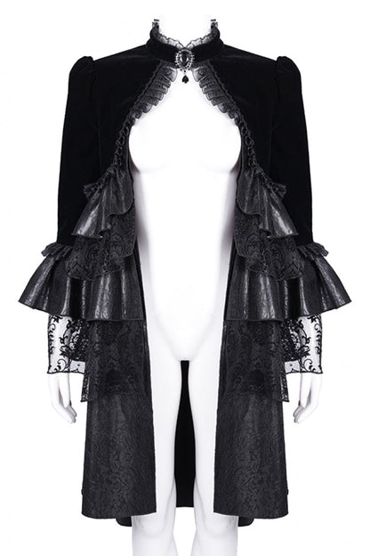 Ruffled Lace Gothic Jacket - Women's Dark Mesh Style