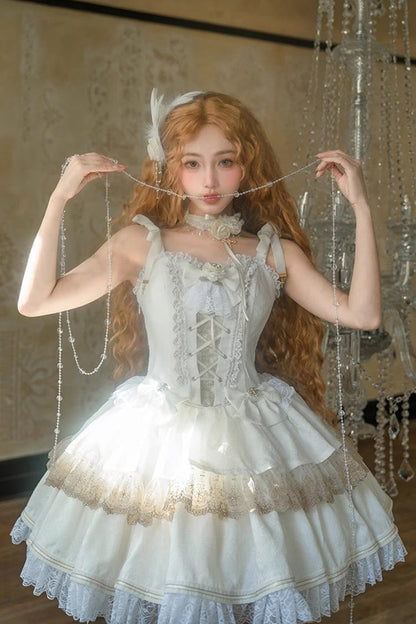 Ivory Layered Lace Gothic Ballerina JSK Gown