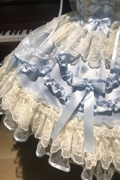 Dreaming Butterfly Jacquard Ruffle Bow Lace Princess JSK