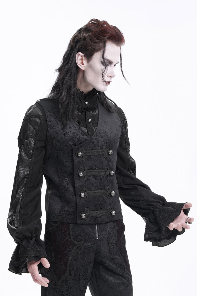 No-Sleeve Floral Buckle Men's Gothic Waistcoat