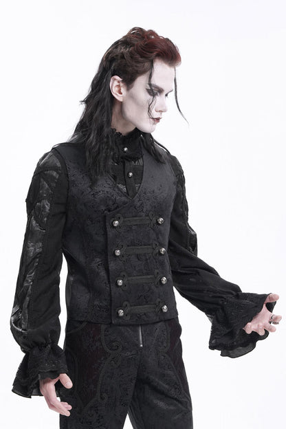 No-Sleeve Floral Buckle Men's Gothic Waistcoat