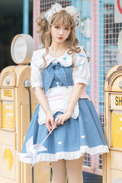 Azure Cowboys Are Busy Ruffle Bow Sweet Lolita Strap Gown