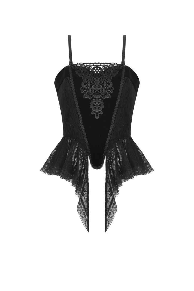 No-Sleeve Floral Velvet Gothic Corset Top