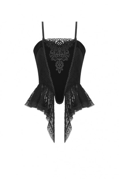 No-Sleeve Floral Velvet Gothic Corset Top