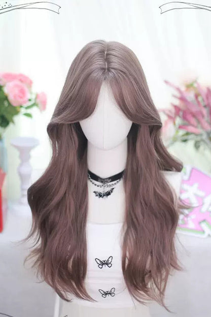 Rose Pink Milk Tea Long Curly Lolita Hairpiece