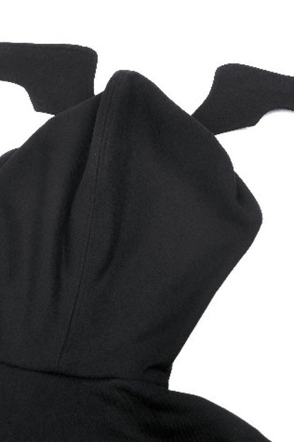 Ebony Long-Sleeve Zip-Up Gothic Batwing Hoodie
