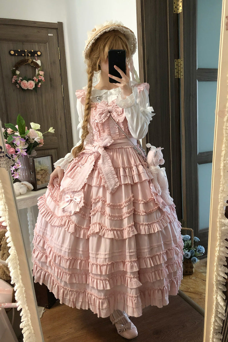Blush Multi-Layered Ruffle Bow Sweet JSK - Heart In Love