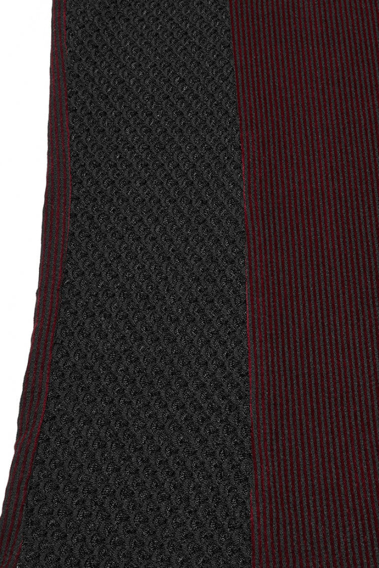 Crimson & Obsidian Round Collar Sheer Mesh Color Matching Rivet Punk Vest