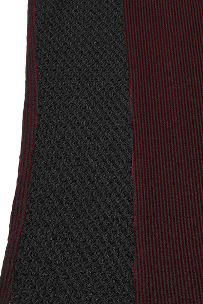Crimson & Obsidian Round Collar Sheer Mesh Color Matching Rivet Punk Vest