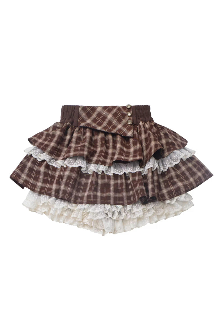 Warm Summer Days Double-Layered Printed Lolita Skirt with Lace - Ruffled