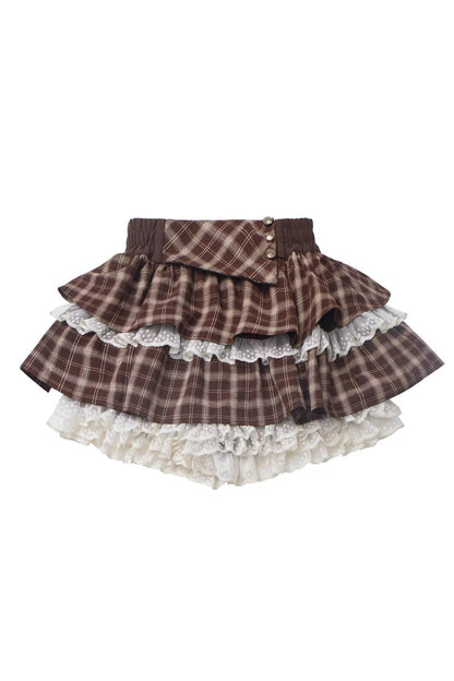 Warm Summer Days Double-Layered Printed Lolita Skirt with Lace - Ruffled