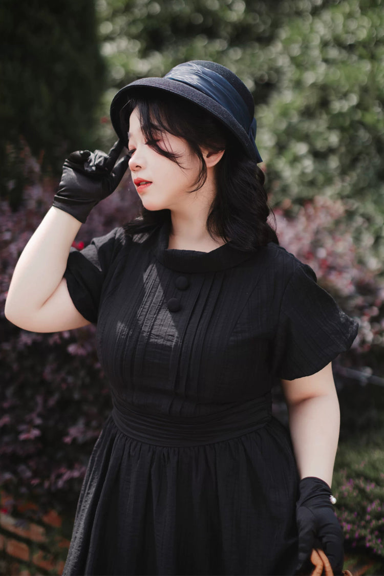 Ebony High-Collar Lantern-Sleeve Pastoral Vintage Gown - Forest Gallery