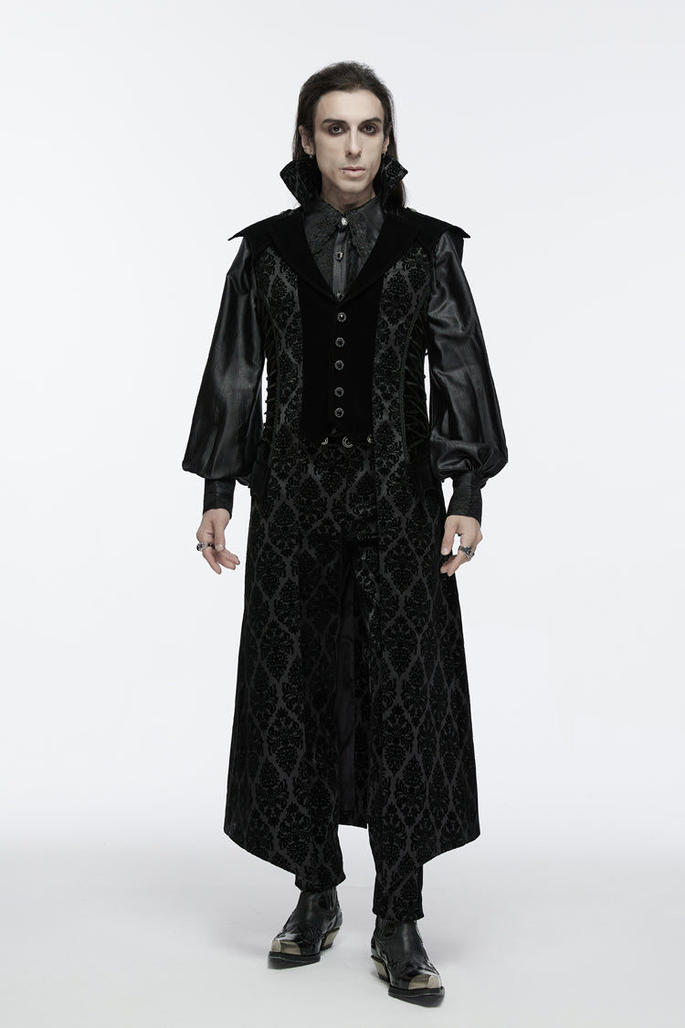 No-Sleeve Floral Lace-Up Men's Gothic Waistcoat