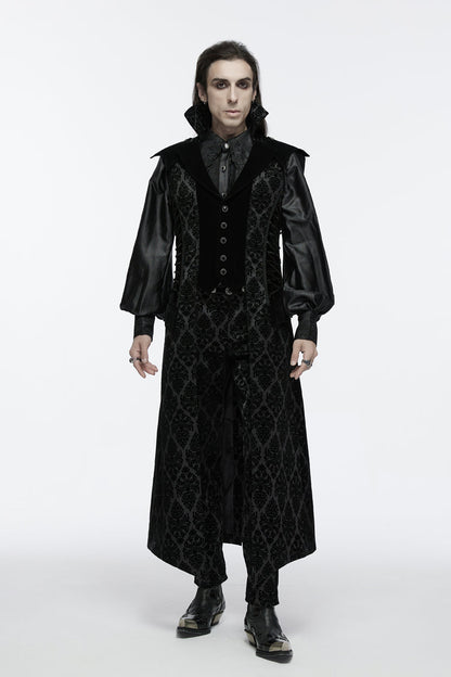 No-Sleeve Floral Lace-Up Men's Gothic Waistcoat