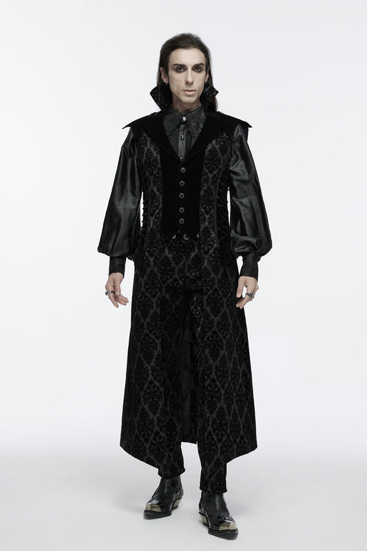 No-Sleeve Floral Lace-Up Men's Gothic Waistcoat