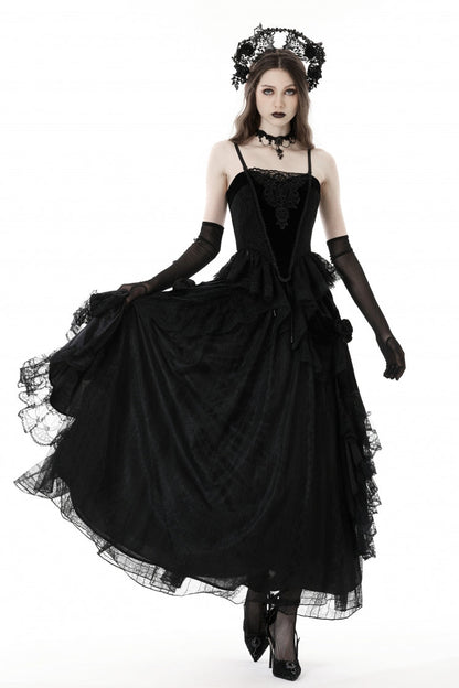 No-Sleeve Floral Velvet Gothic Corset Top