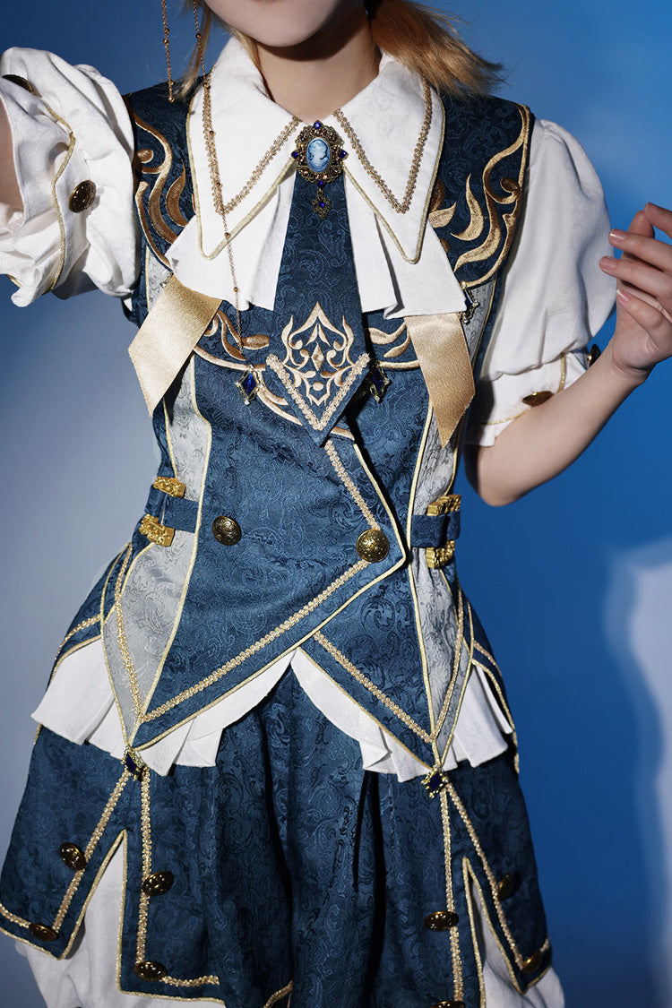 Azure Contract Magic Medieval Embroidery Classic Prince Handsome Ouji Lolita Coat