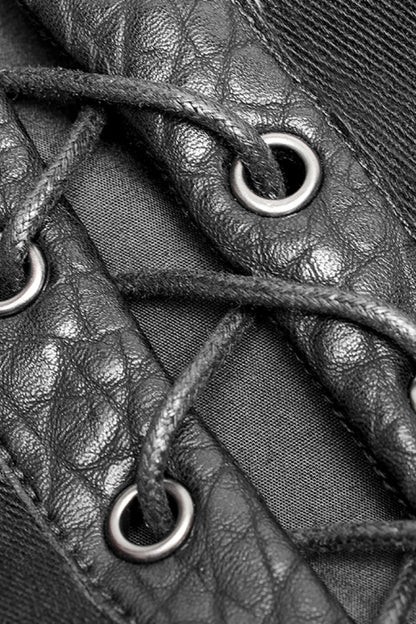No-Sleeve Faux Leather Detailed Punk Waistcoat
