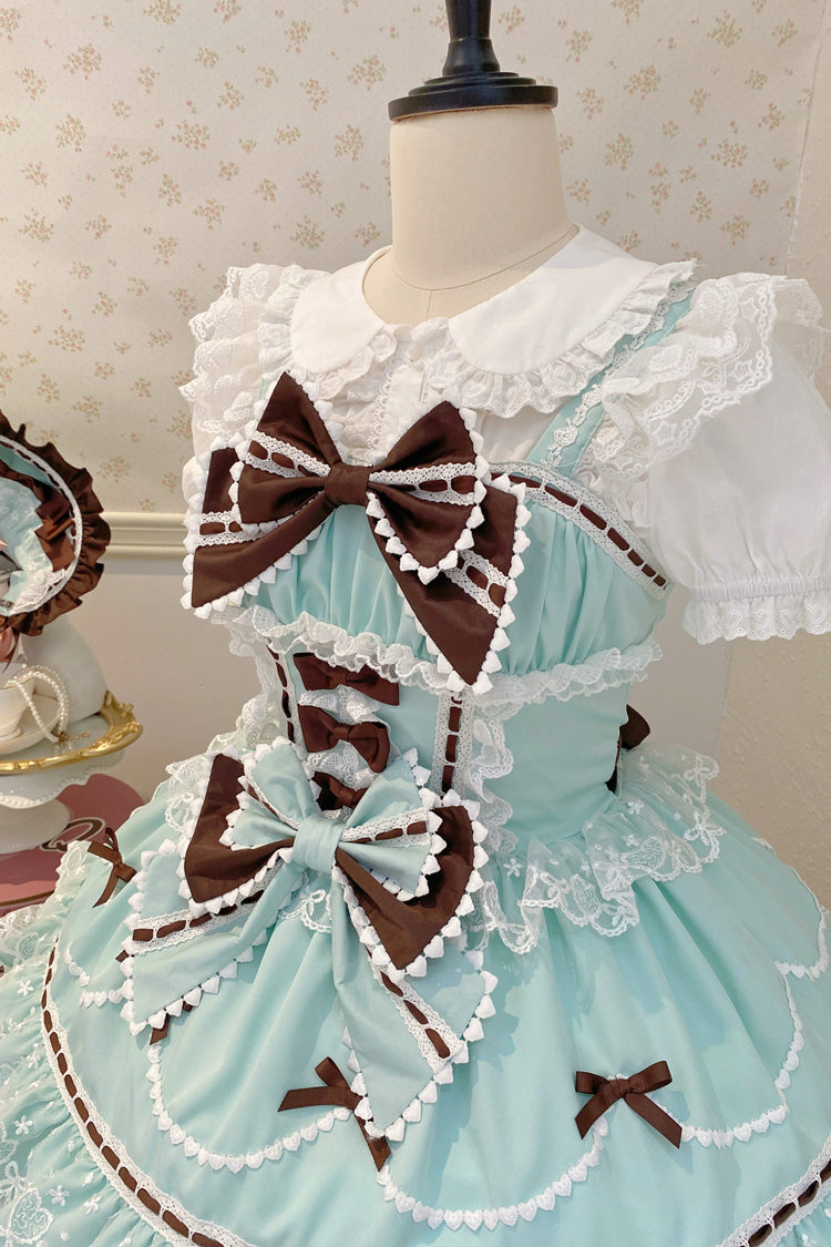 Mint Chocolate Fondant Cake Sleeveless Ruffled Bow Lace Lolita JSK