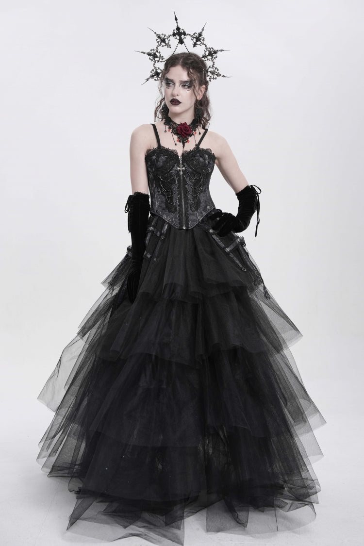No-Sleeve Embroidery Chain Gothic Waistcoat