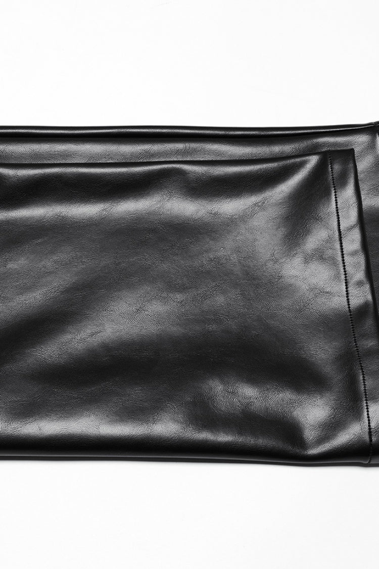Punk Leather Pants for Men - Black Slim Fit