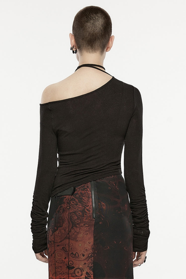 Asymmetric Slash Shoulder Gothic Tee