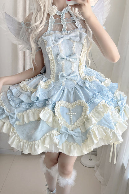 Heart of Butterfly Embroidery Ruffle Ballet Lolita JSK Set