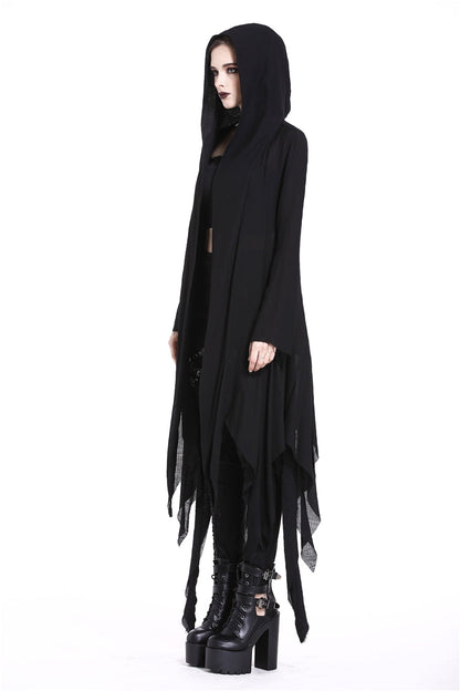 Ebony Long-Sleeve Grunge Vintage Hooded Gothic Coat