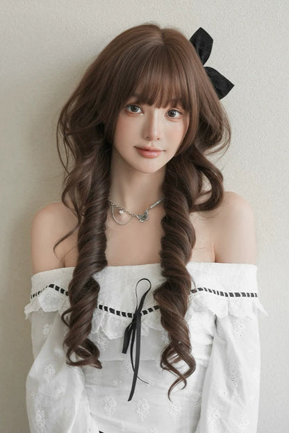 Loose Wave Tea Brown Princess Wig with Long Curls