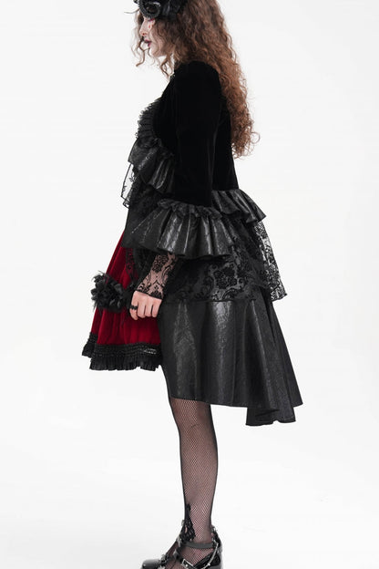 Ruffled Lace Gothic Jacket - Women's Dark Mesh Style