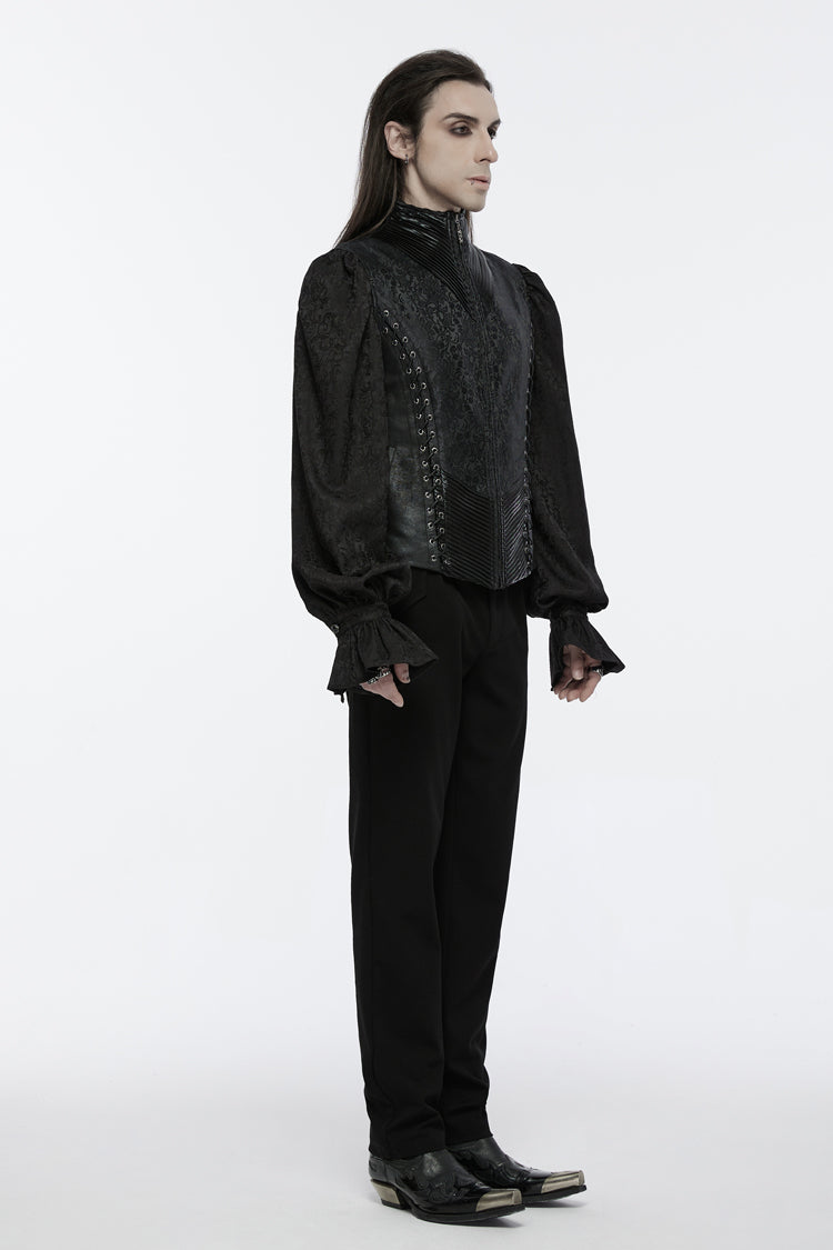 No-Sleeve Eyelet Lace-Up Men's Gothic Waistcoat