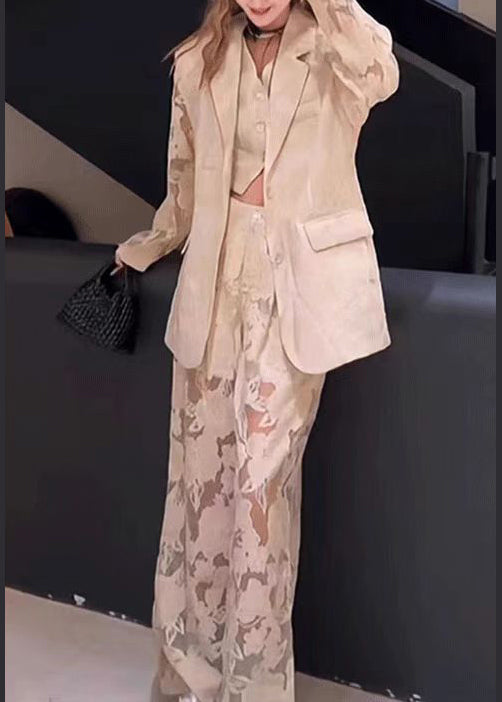 Piece Pants Light Hollow Suit Luxury White Three Vest Set Lace