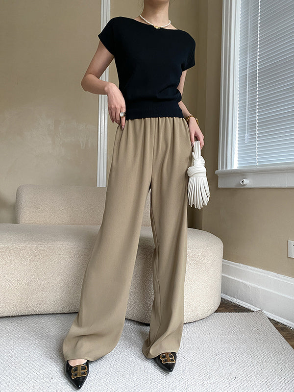 Pink Sleeve Top Short Knit Boat Loose Neck Stylish