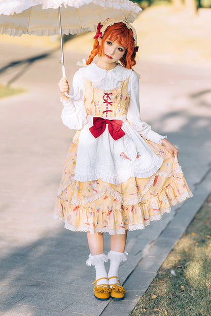 Sunlit Floral Ruffle Empire Waist Sweet JSK