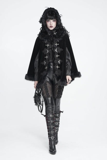 Gothic Royal Velvet Neckwear with Black Jacquard Embroidered Lace Detail