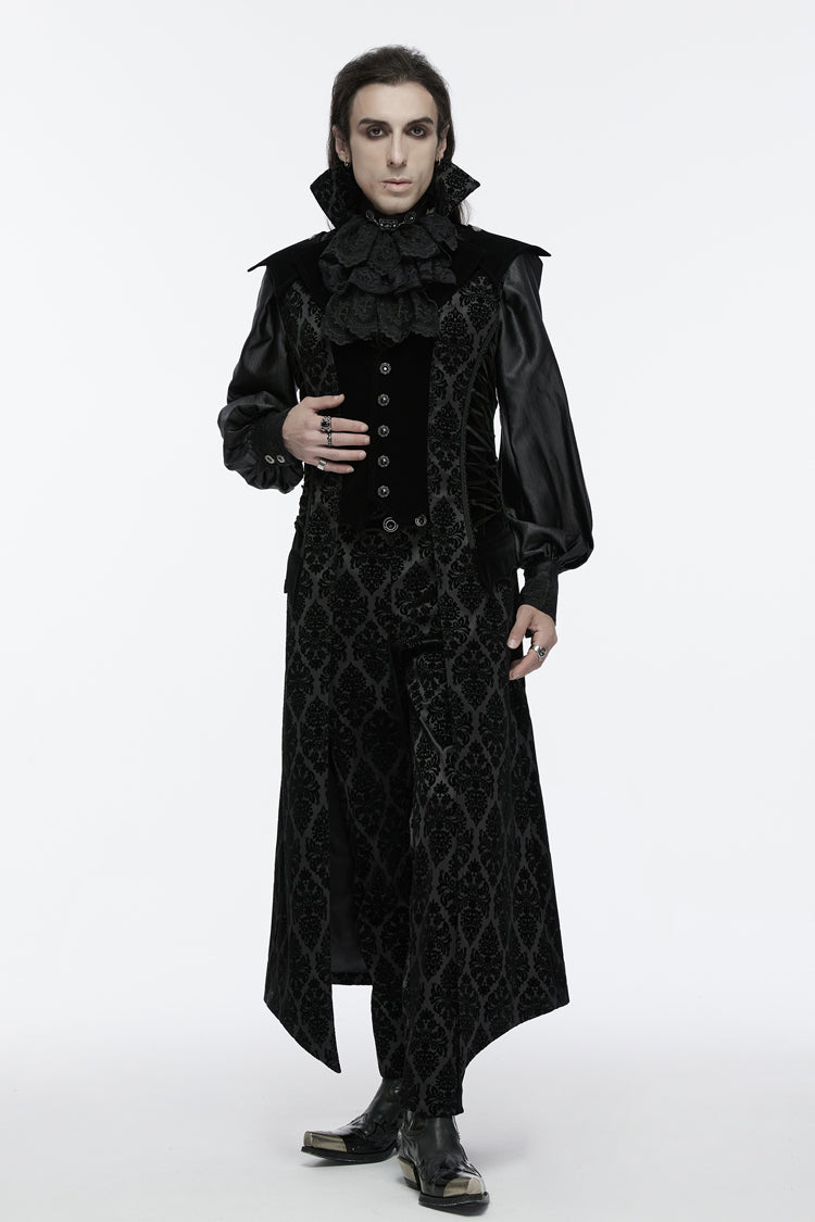 No-Sleeve Floral Lace-Up Men's Gothic Waistcoat