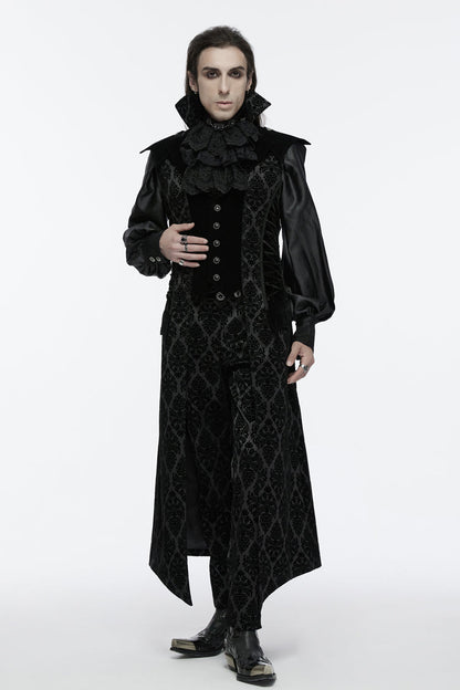 No-Sleeve Floral Lace-Up Men's Gothic Waistcoat