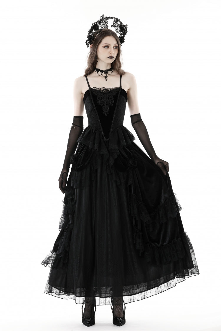 No-Sleeve Floral Velvet Gothic Corset Top