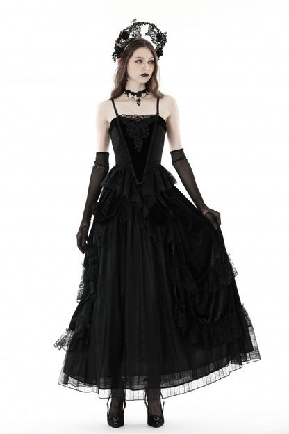No-Sleeve Floral Velvet Gothic Corset Top
