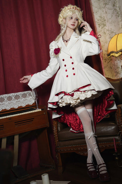 Ivory Asymmetric Double-Breasted Gothic Tailcoat