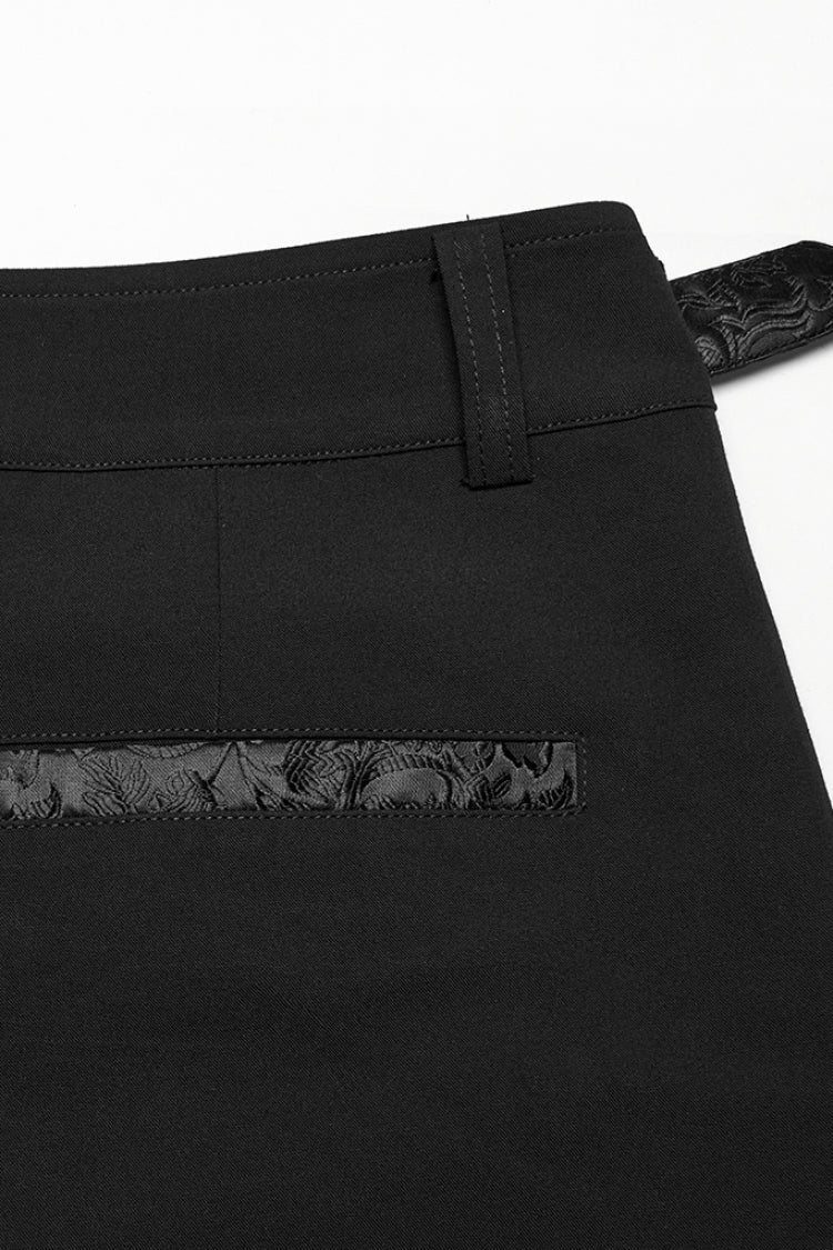 Punk Pants for Men with Black Jacquard and Buckle Accents