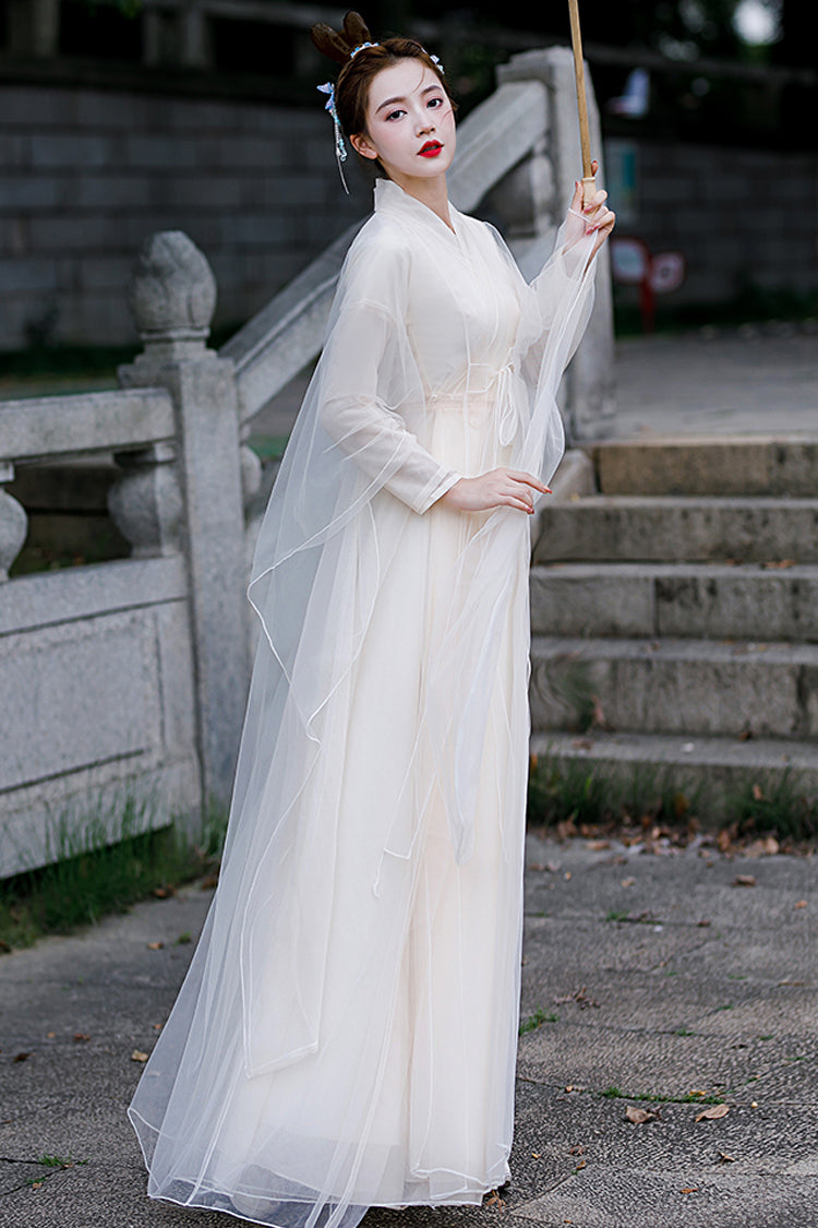 Fairy Sweet Hanfu Gown with Ethereal Cream Tone