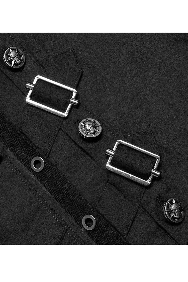 Ink Asymmetric Soft Shirt with Metallic Buckle Trim
